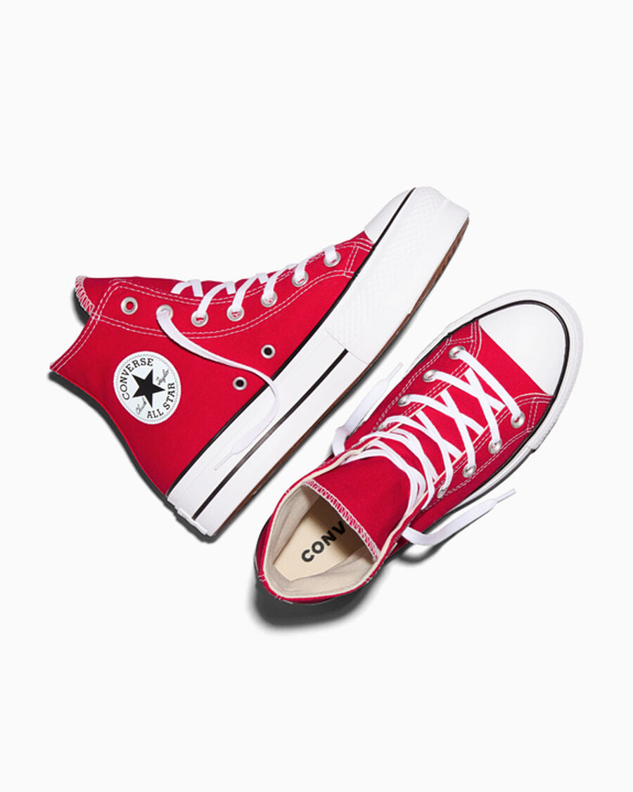 Canvas Platform High-Top Sneaker - Red/White/Black