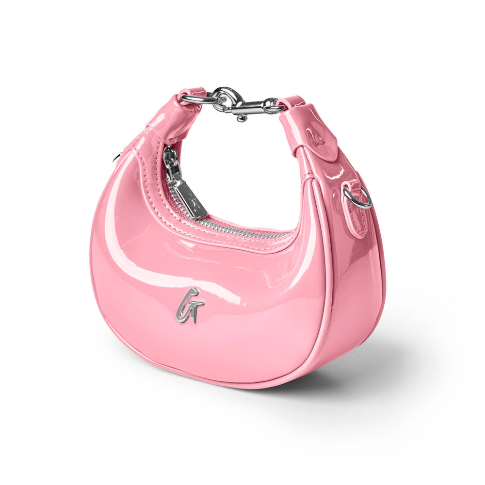 Mini Mirrored Vegan Leather Hobo Bag - Light Pink