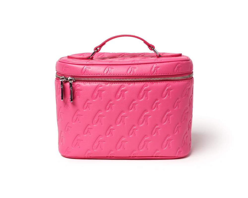 Large Vegan Leather Toiletry Bag - Hot Pink
