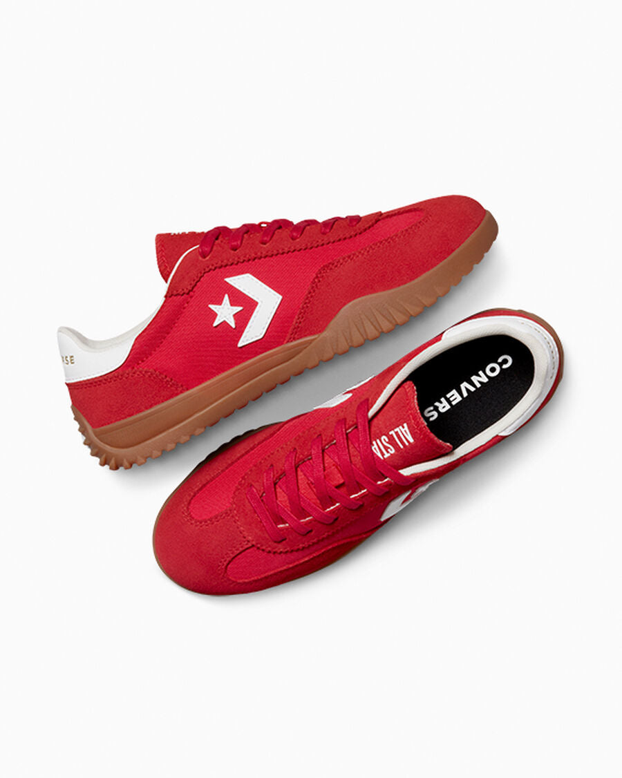 Unisex Nylon And Suede Low-Top Trainer - Red/White/Honey
