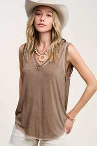 V Neck Cappuccino Tank Top