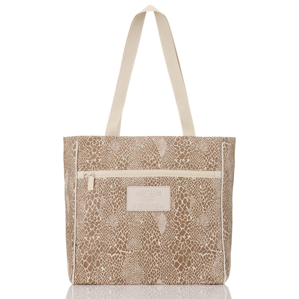 Structured Nylon Zip Tote - Snake Print