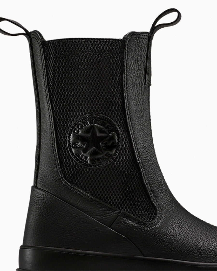 Women's Leather Lug Sole Chelsea Boot - Black - Black/Black/Black