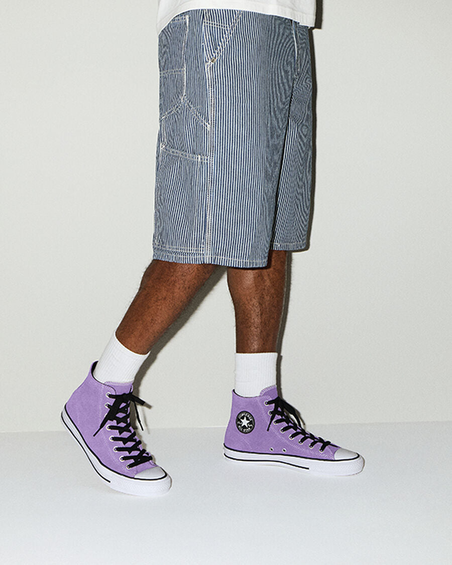 Suede Skate High Top Sneaker - Black - Lilac Soda/Black/White