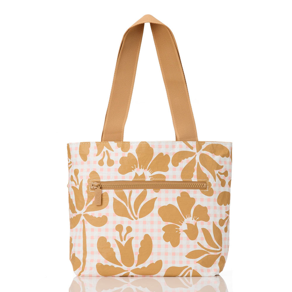 Small Zip Tote Bag - Gingham Floral