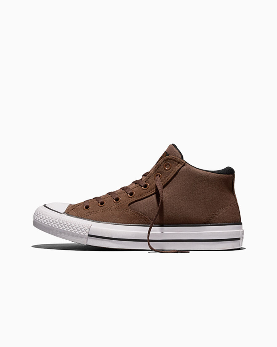 Canvas And Suede Mid Top Sneaker - Heavy Duty Brown/Black/White