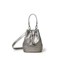 Mini Vegan Leather Bucket Bag - Platinum