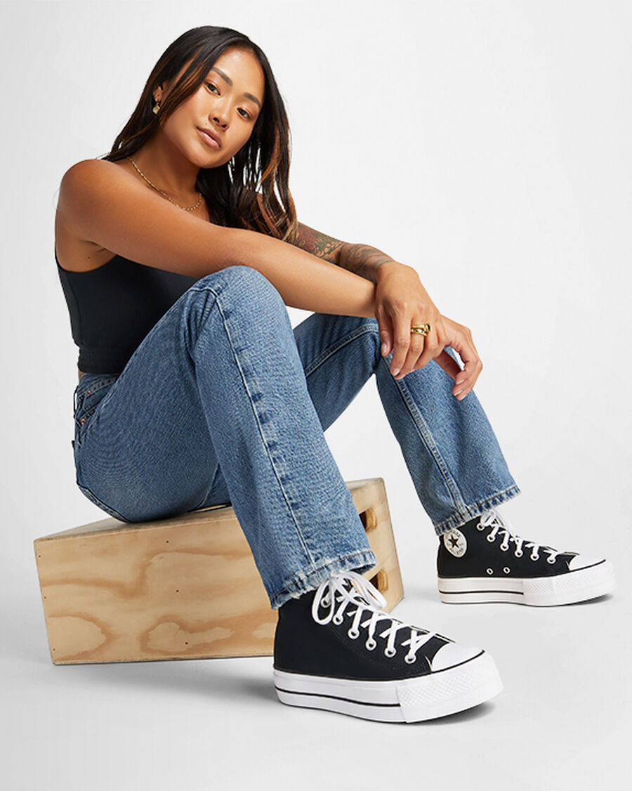 Canvas Platform High-Top Sneaker - Black/White/White