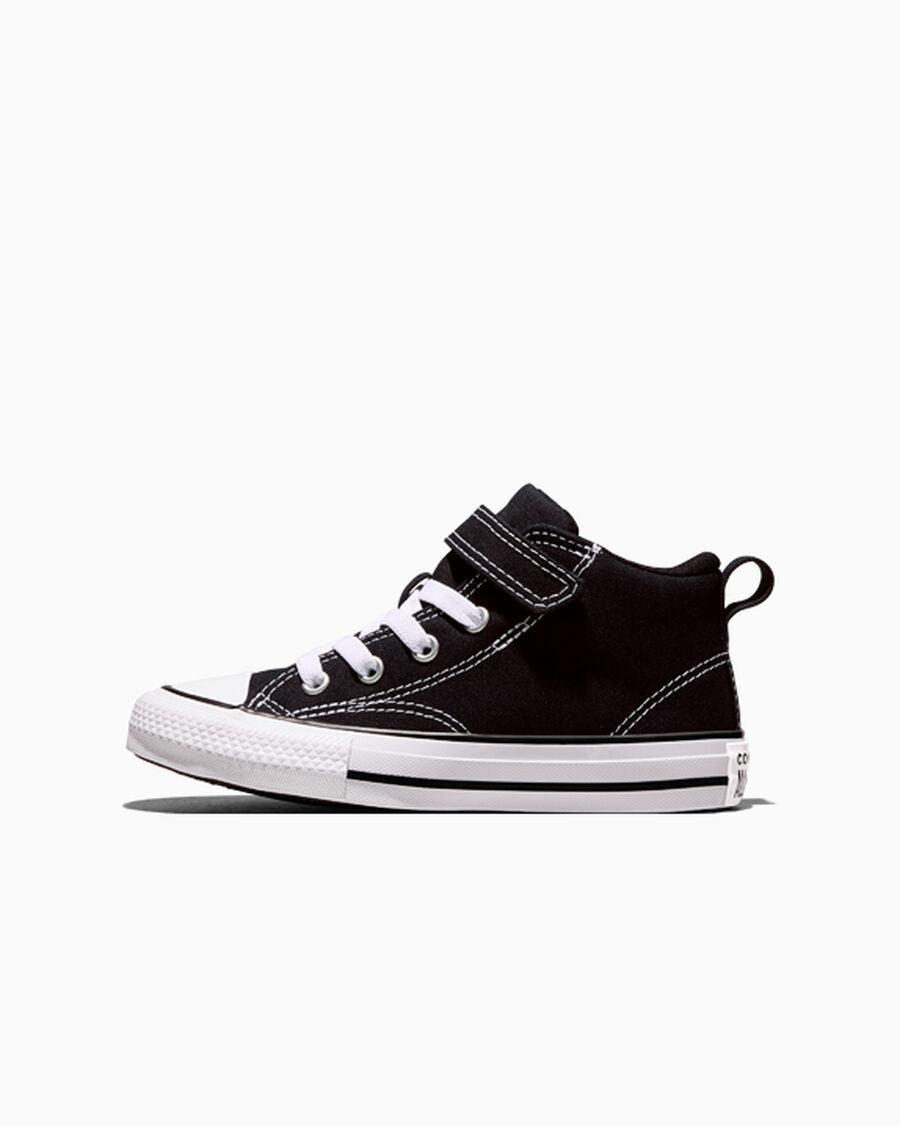 Canvas Easy-On Mid-Top Sneaker - Black/Black/White