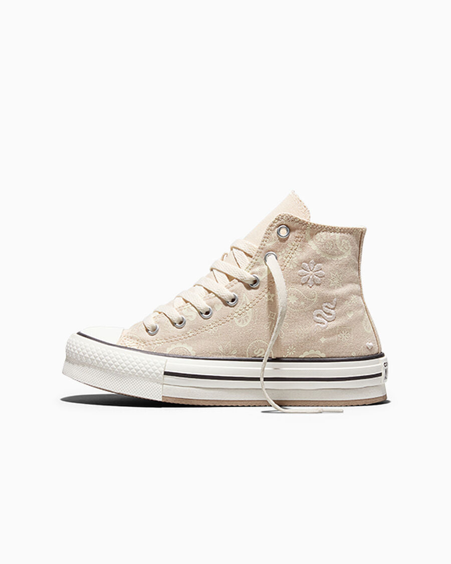 Kids Paisley Canvas Platform High Top Sneaker