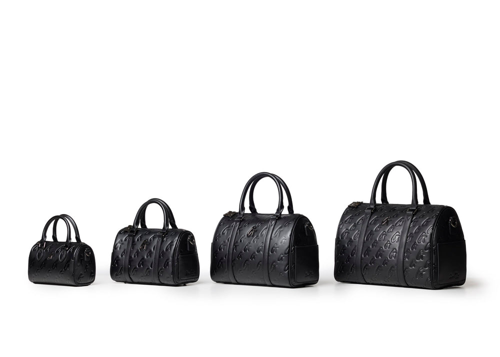 Nano Vegan Leather Boston Bag - Black
