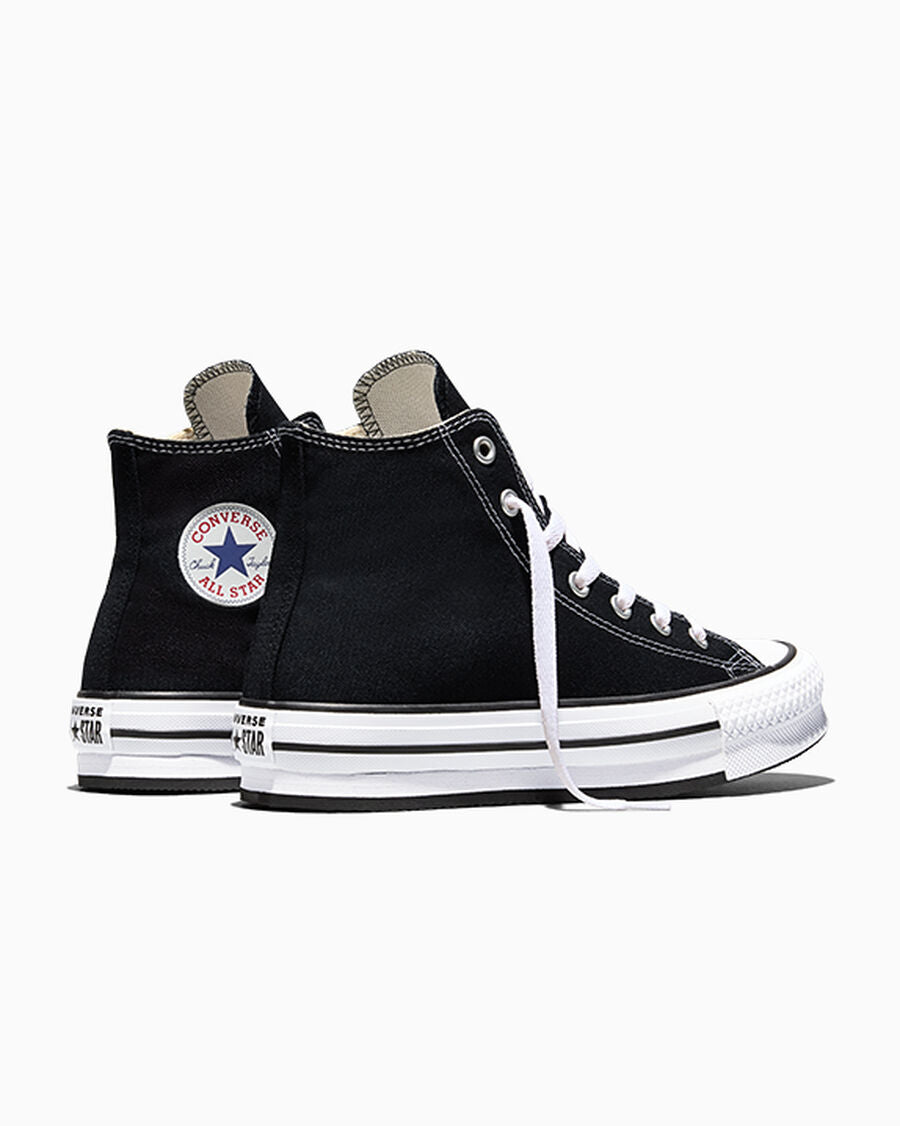 Kids Canvas Platform High Top Sneaker - Black - Black/White/Black