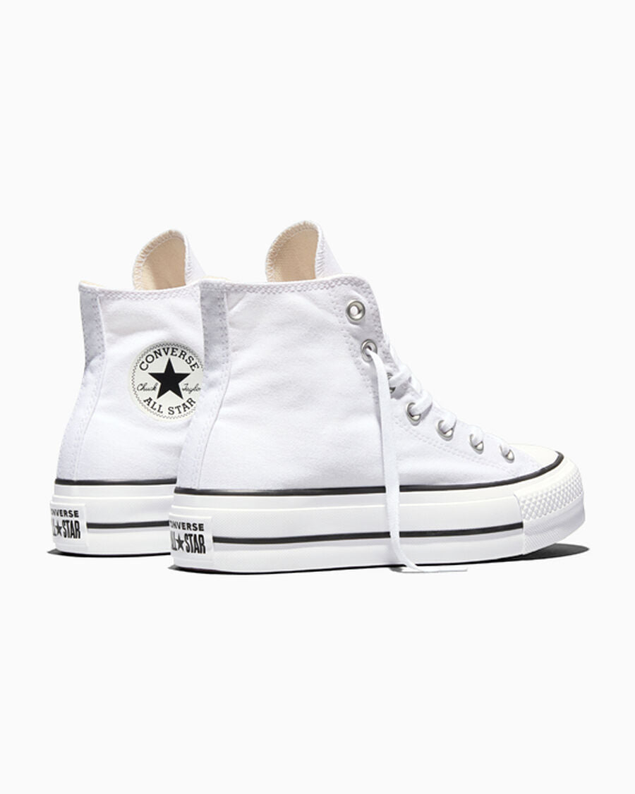 Canvas Platform High-Top Sneaker - White/Black/White