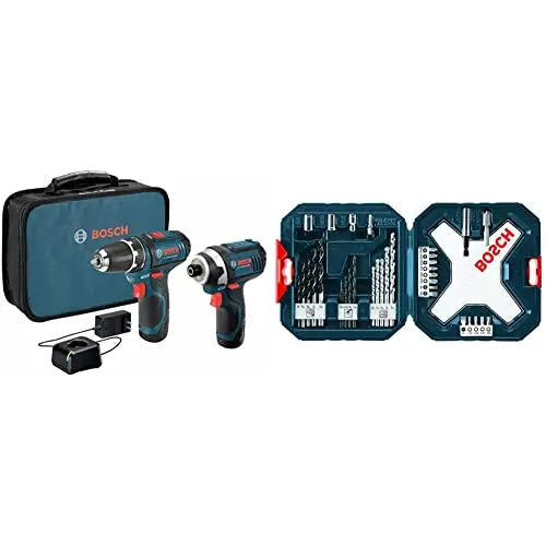 BOSCH 12V Max Cordless Drill/Driver And Impact Driver Combo Kit With 2 Batteries, Charger And Case - CLPK22-120