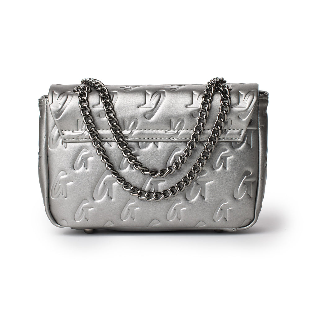 Mini Vegan Leather Flap Bag - Platinum