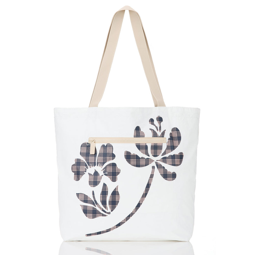 Reversible Open Top Tote - Floral Check