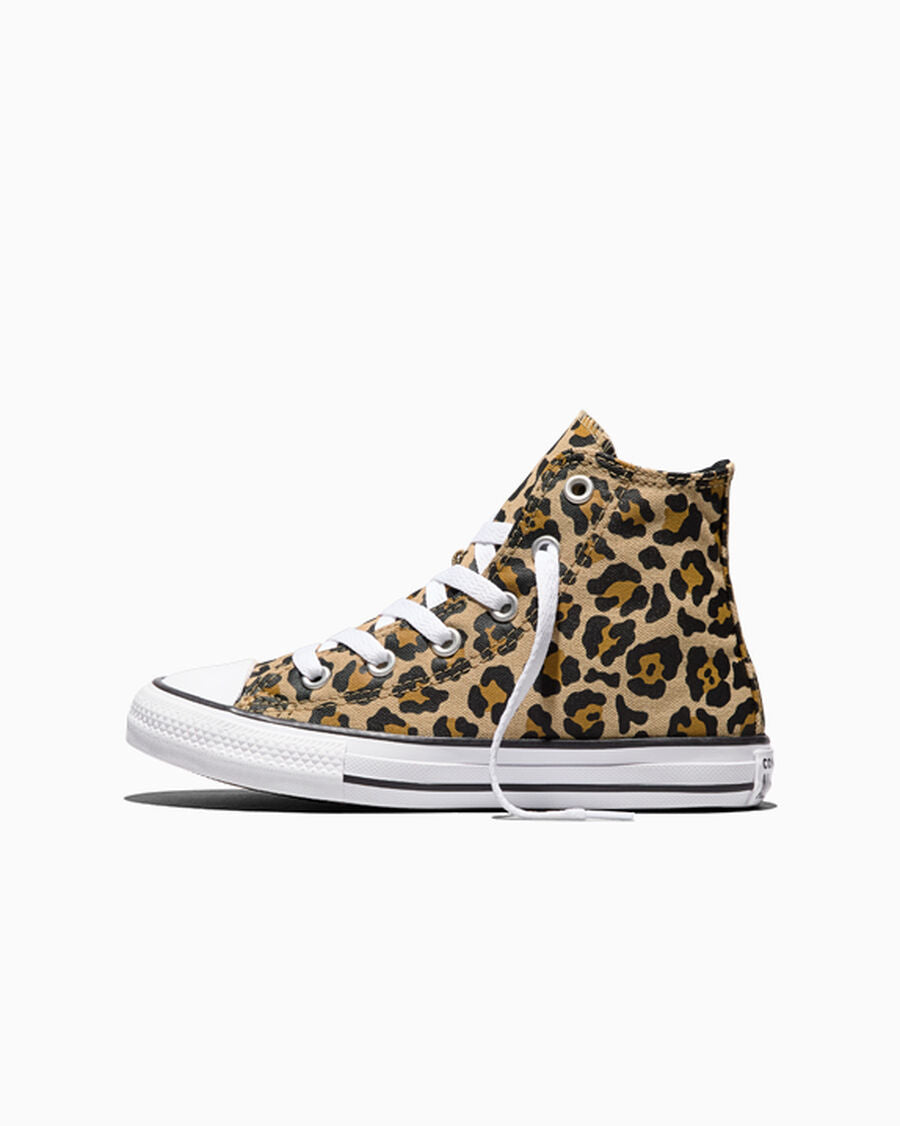 Kids Leopard Canvas High Top Sneaker