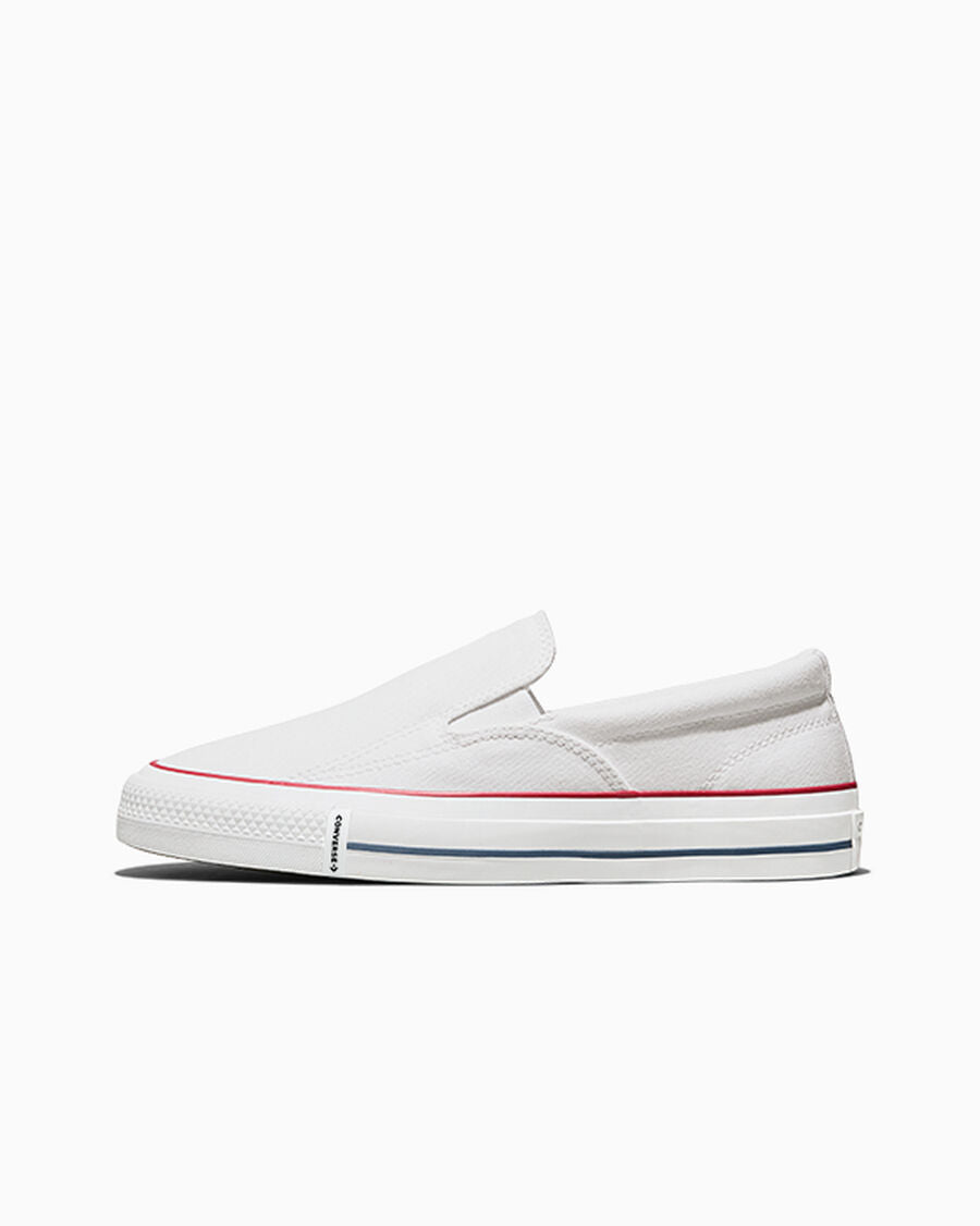 Canvas Slip-On Low-Top Sneaker - Black - White/Red/Blue