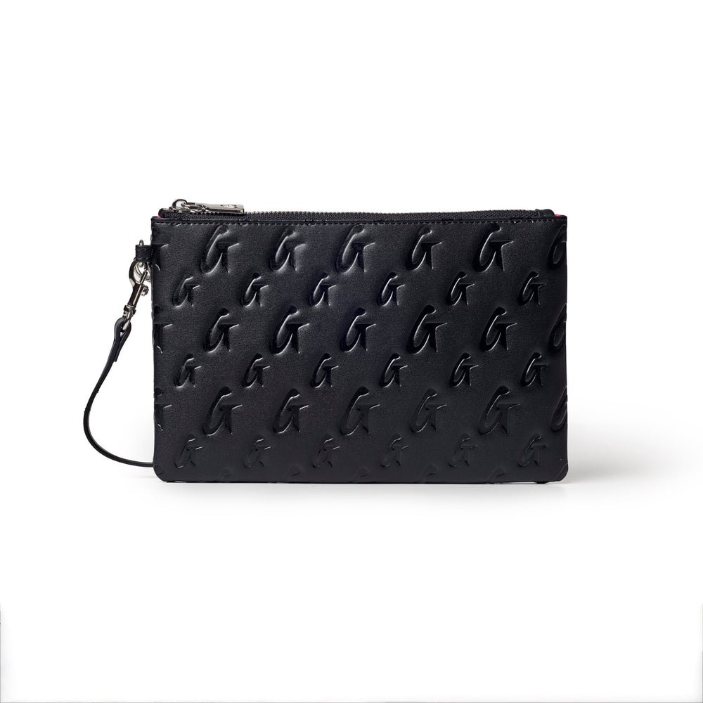 Vegan Leather Zip Wristlet - Black