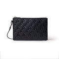 Vegan Leather Zip Wristlet - Black