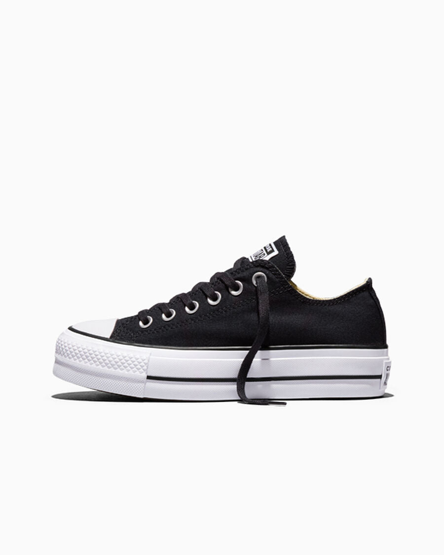 Canvas Platform Low-Top Sneaker - Black/White/White