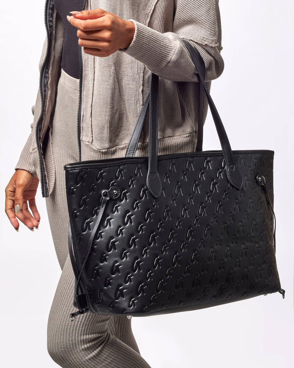 Vegan Leather Laptop Tote - Black