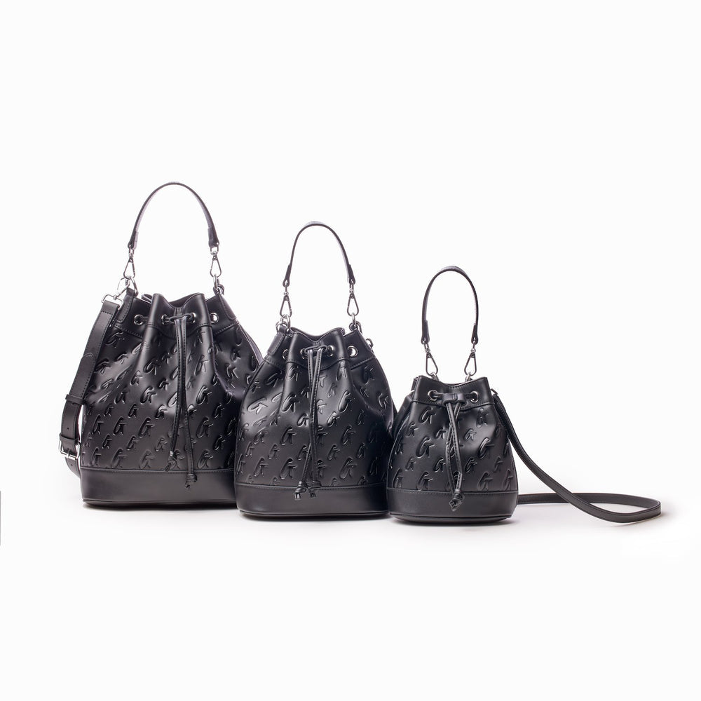 Mini Vegan Leather Bucket Bag - Black