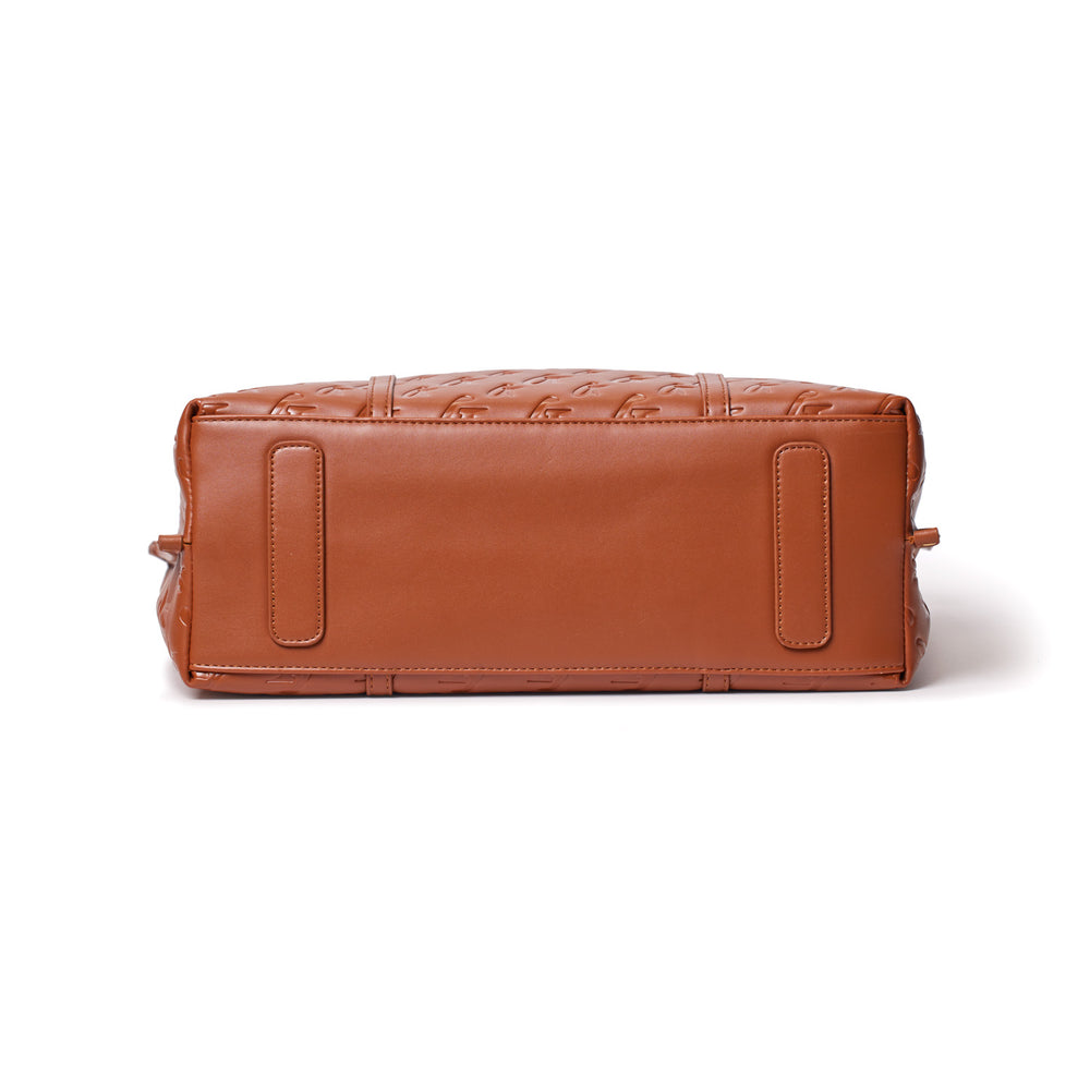 Vegan Leather Laptop Tote - Brown