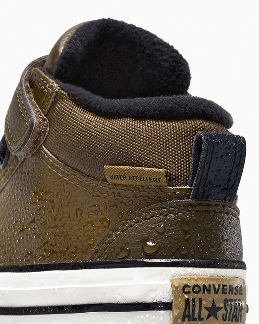 Kids' Leather Easy-On Mid Boot - Olive - Surplus Olive/Vintage White