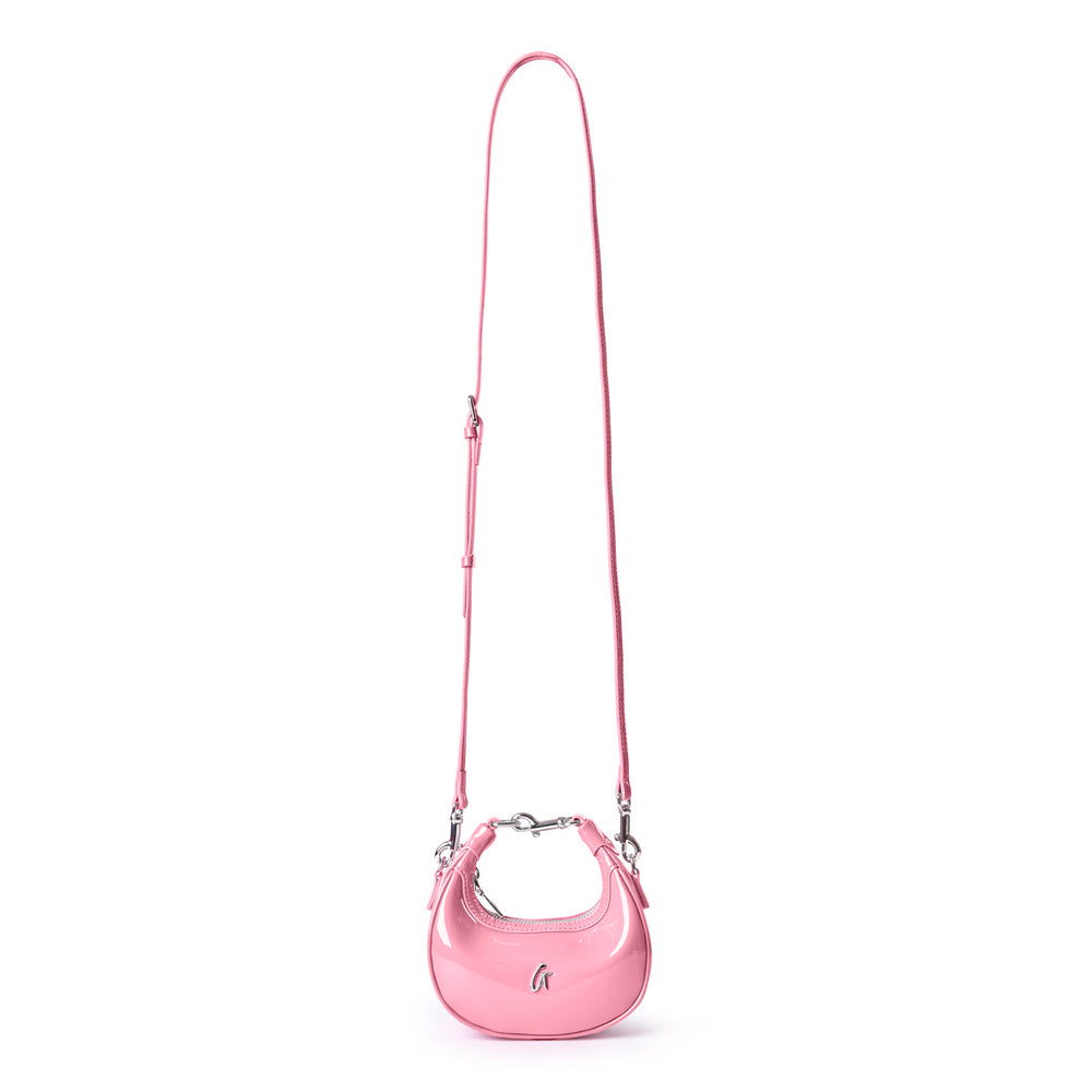 Mini Mirrored Vegan Leather Hobo Bag - Light Pink