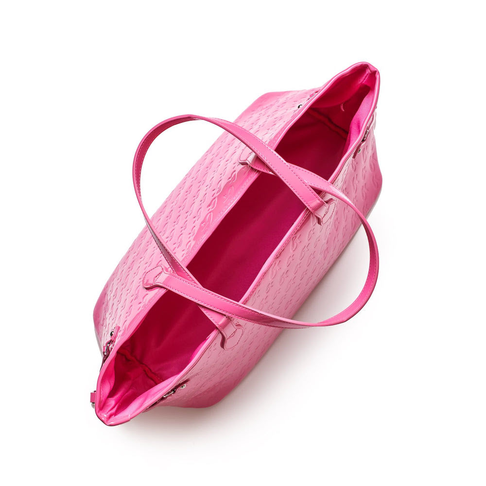 Mirrored Vegan Leather Tote - Hot Pink
