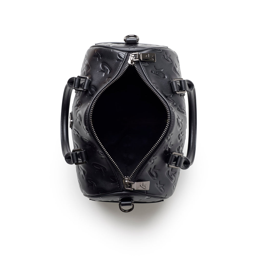 Medium Vegan Leather Boston Bag - Black