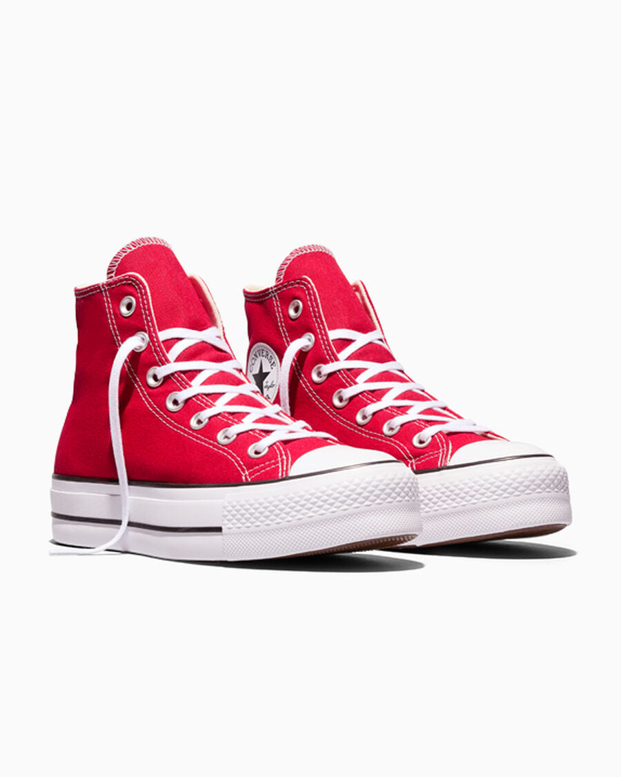 Canvas Platform High-Top Sneaker - Red/White/Black