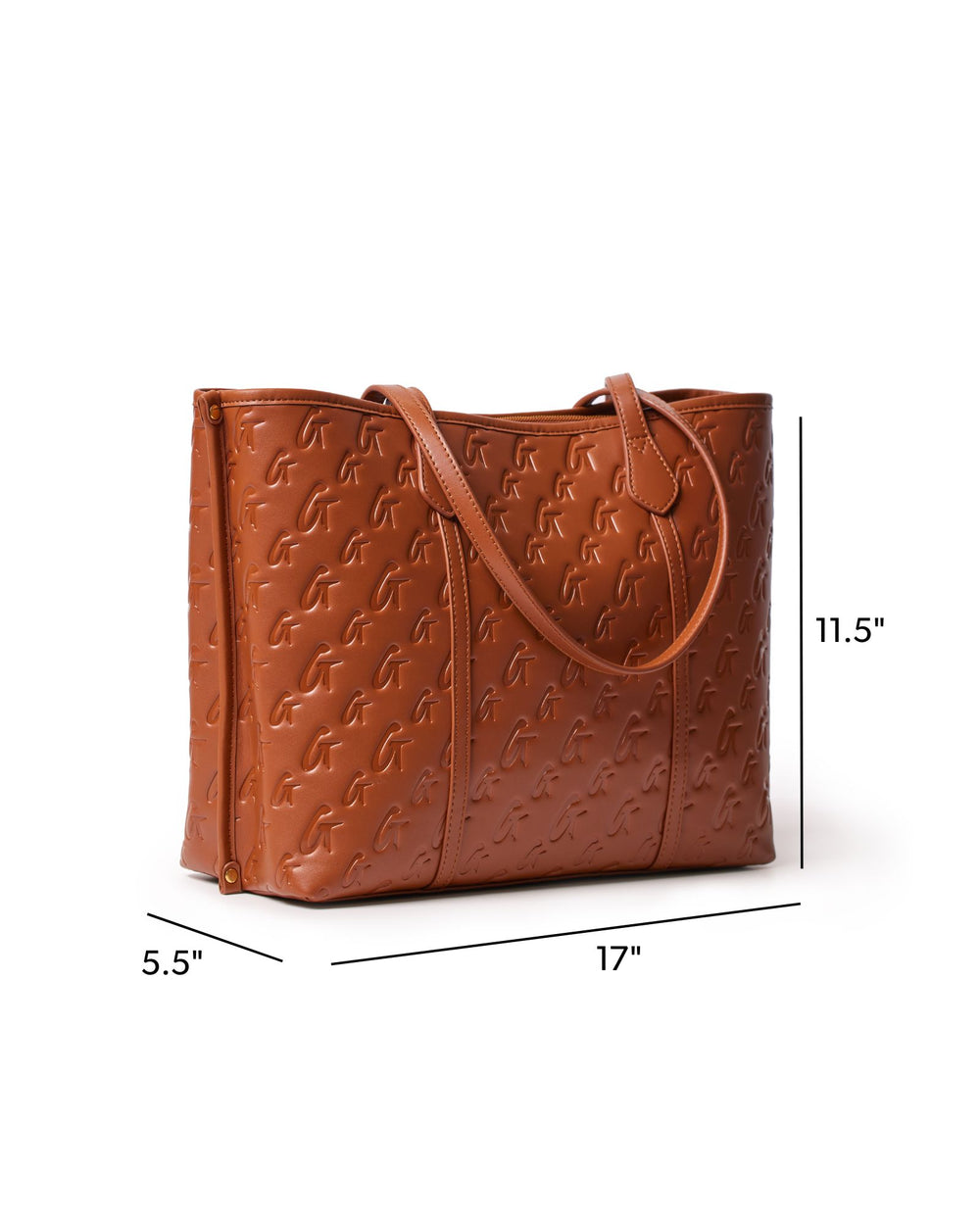 Vegan Leather Laptop Tote - Brown