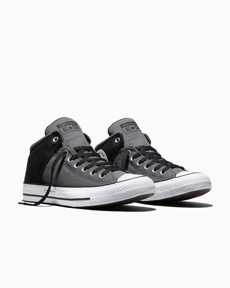 Colorblock Canvas Mid-Top Sneaker - Darker Grey/Black/White