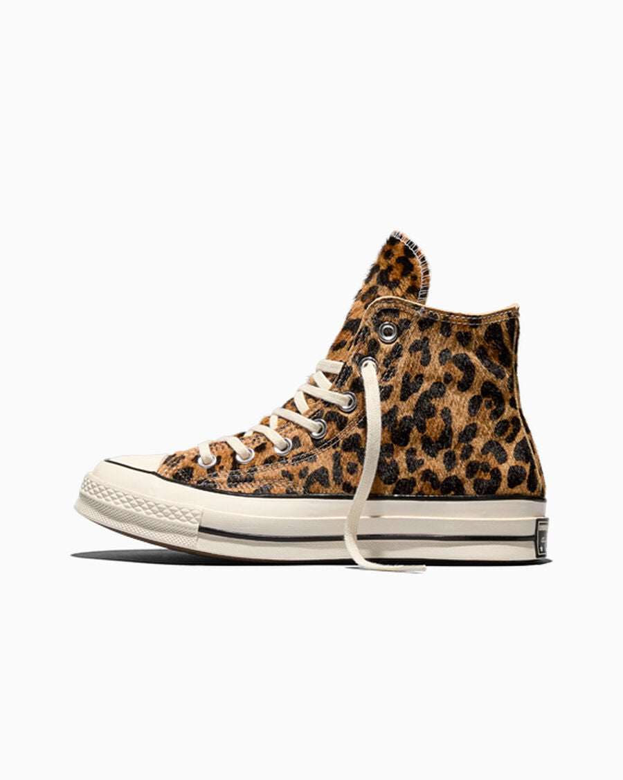 Leopard Print Pony Hair High Top Sneaker