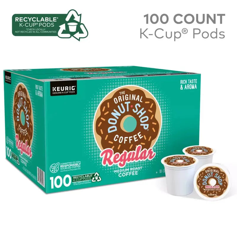 The Original Donut Shop Medium Roast Coffee Pods, 100 Count - Compatible With Keurig K-Cup Brewers