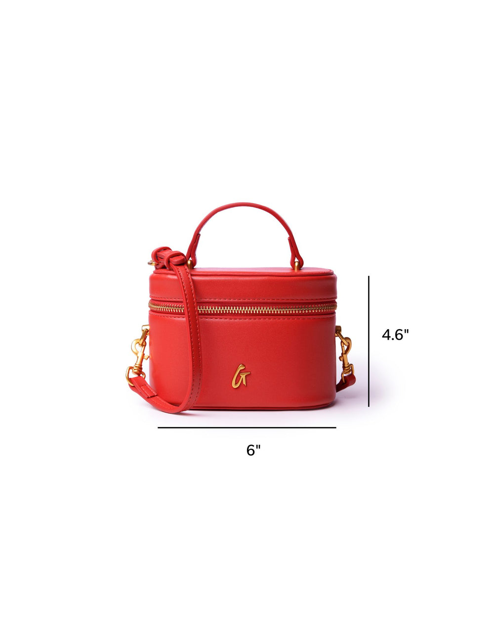 Mini Smooth Vegan Leather Vanity Bag - Red