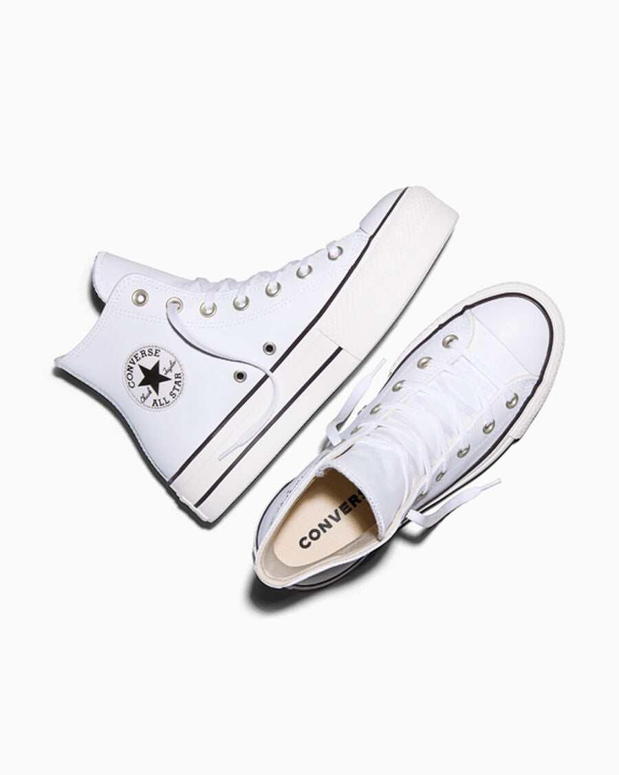 Leather Platform High Top Sneaker - Black - White/Black/White