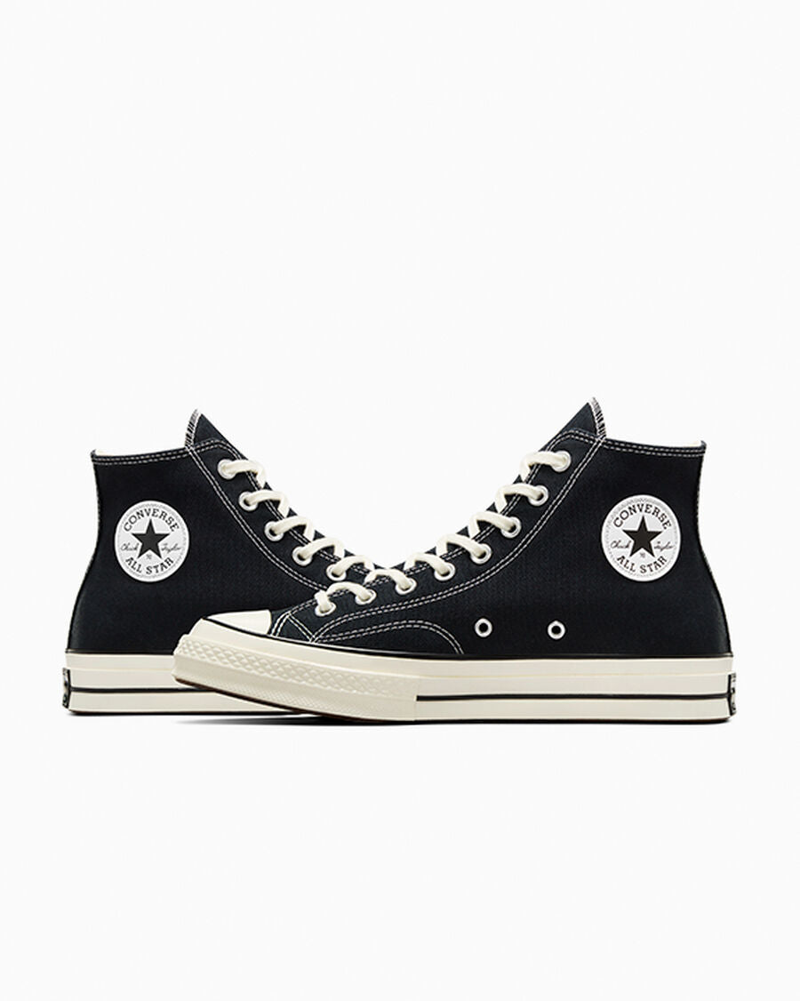 Heavyweight Canvas High Top Sneaker - Black - Black/Black/Egret