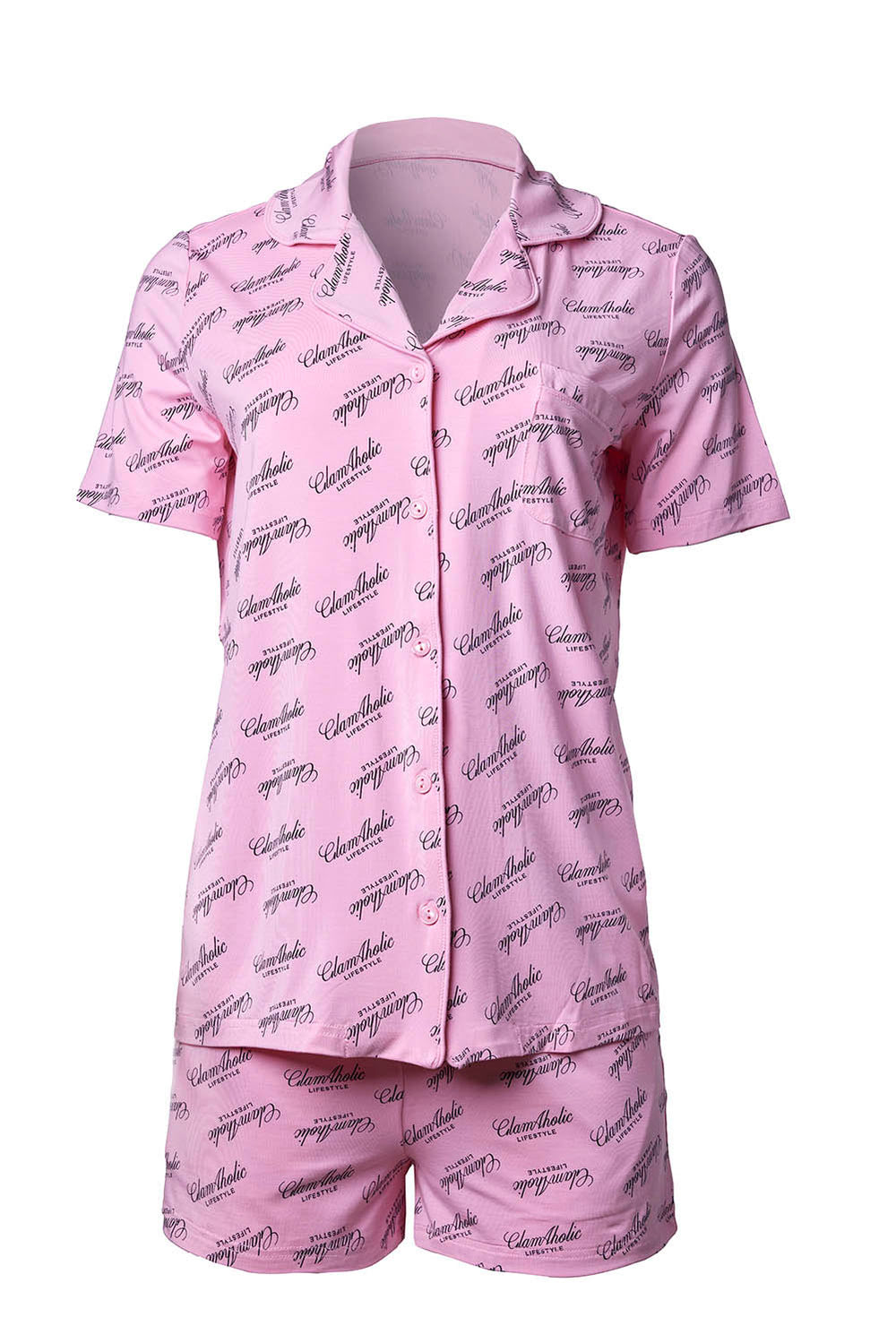 Rayon Blend Pajama Short Set - Light Pink