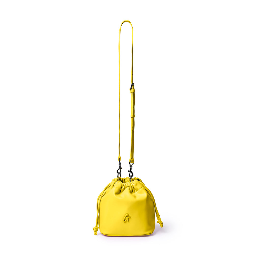 Mini Vegan Leather Bucket Bag - Yellow