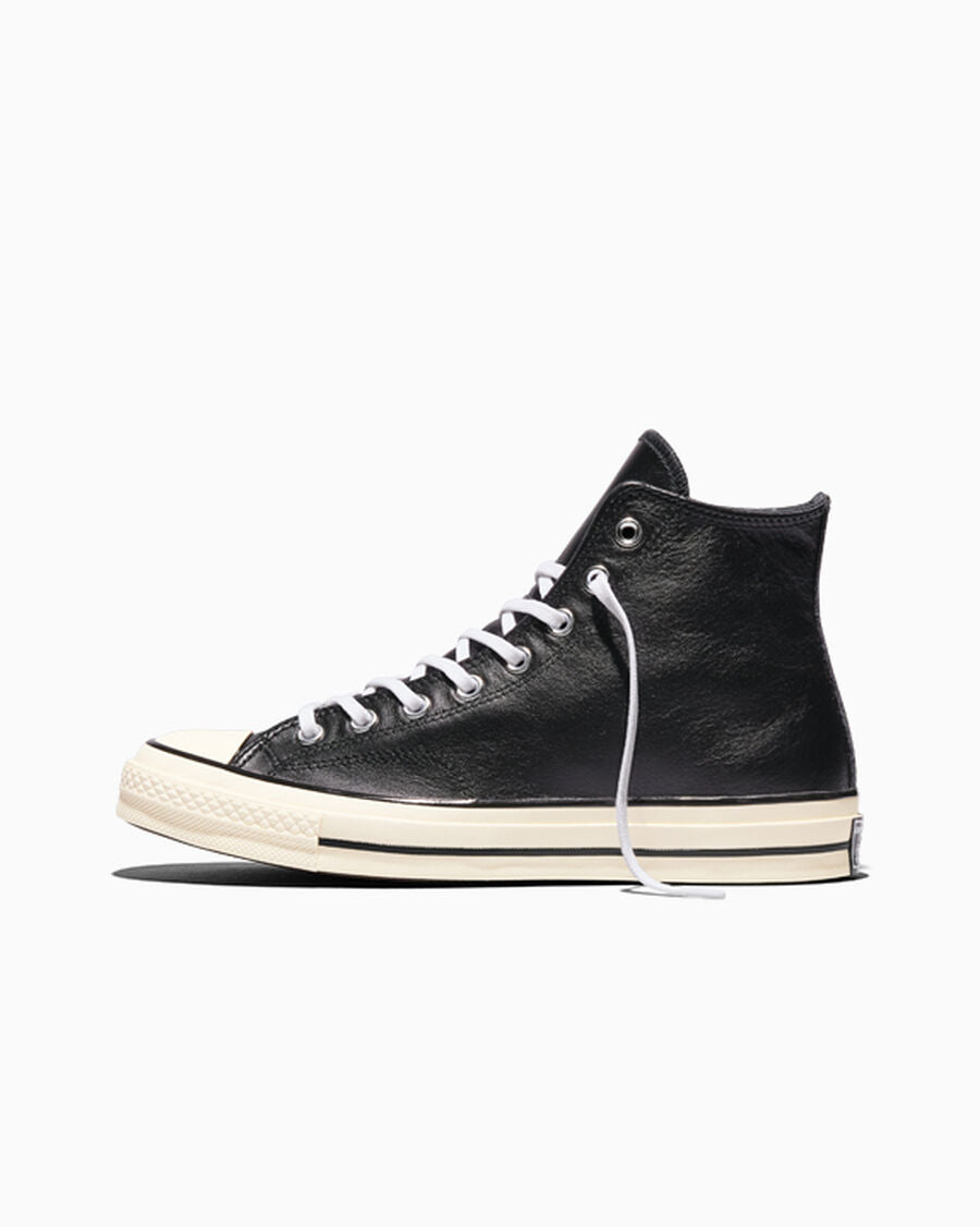 Leather High-Top Sneaker - Black - Black/White/Egret