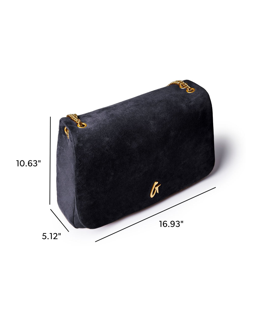 Large Vegan Suede Flap Laptop Bag - Black