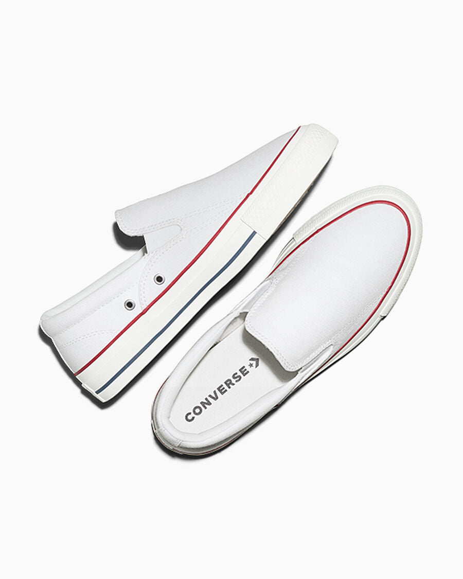 Canvas Slip-On Low-Top Sneaker - Black - White/Red/Blue