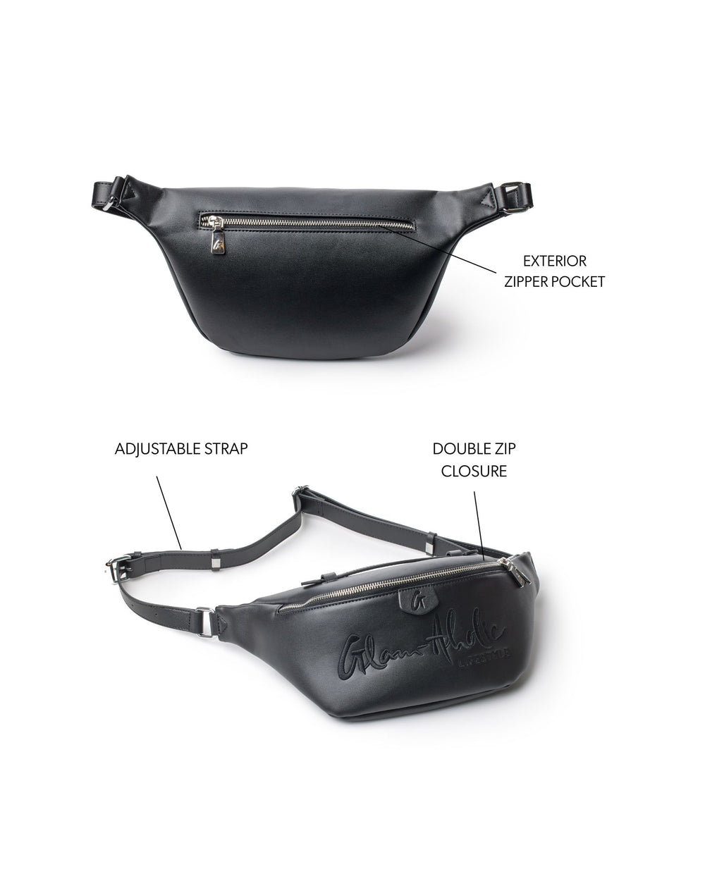 Vegan Leather Belt Bag - Black