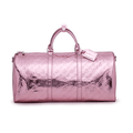 Metallic Vegan Leather Duffle Bag - Pink