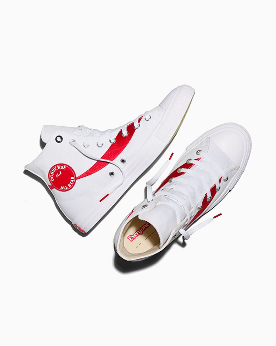 Canvas High Top Sneaker - White Red - White/Racing Red/White
