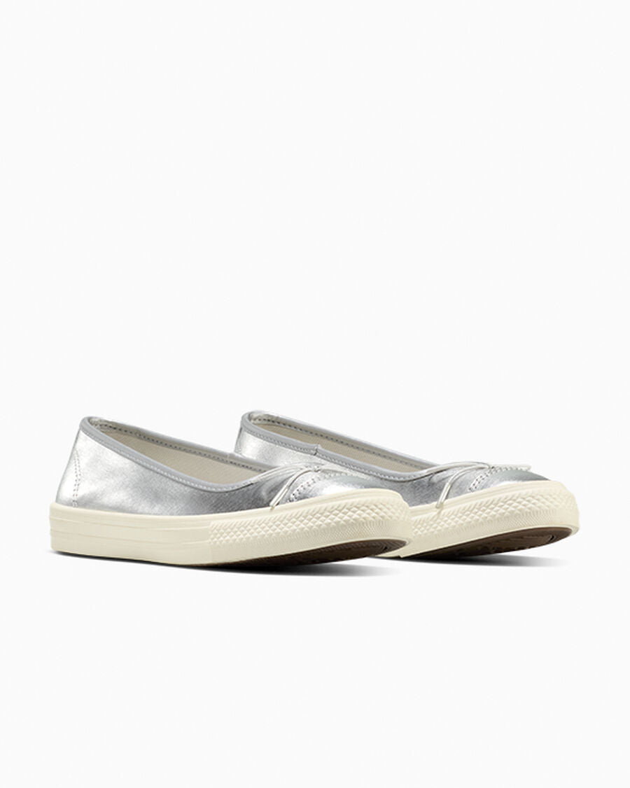 Metallic Canvas Ballet Flat - Women's - Silver/Egret/Silver