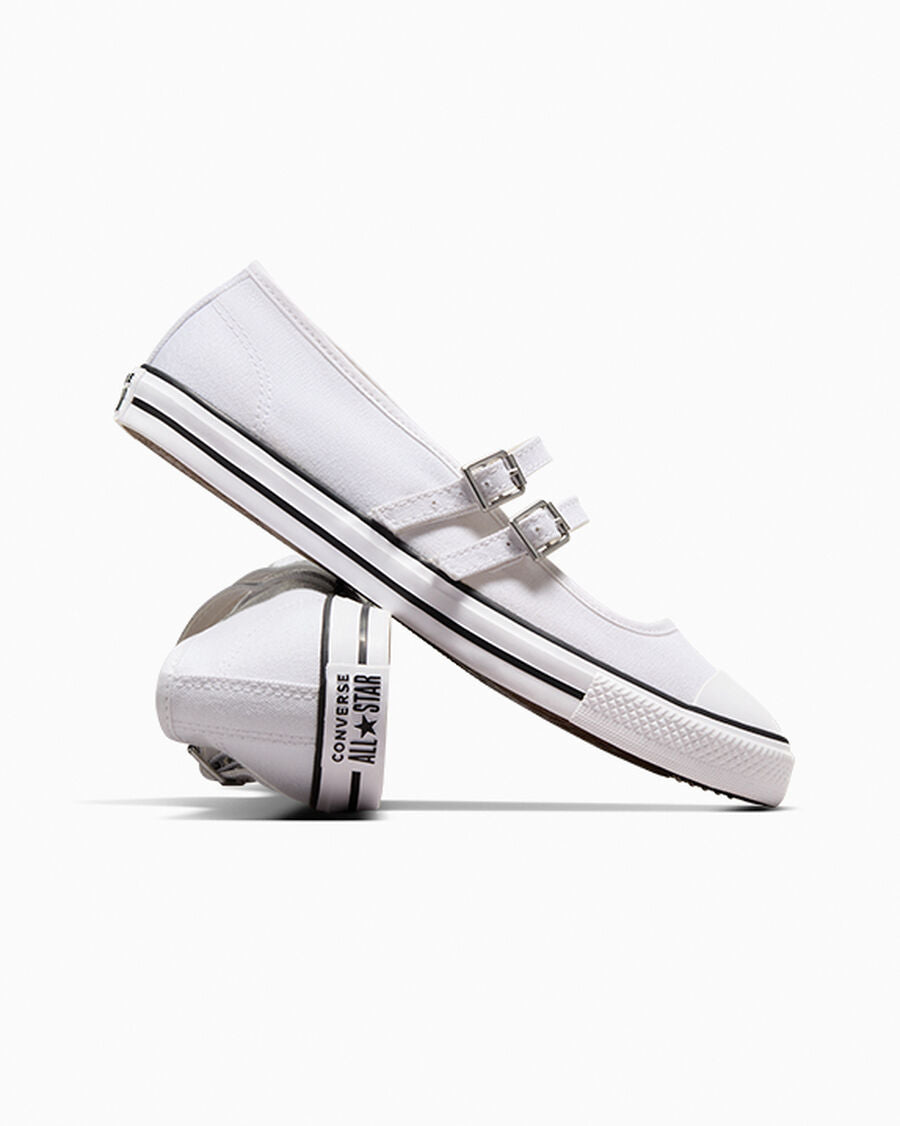 Canvas Mary Jane Low Top Shoe - White - White/Egret/White